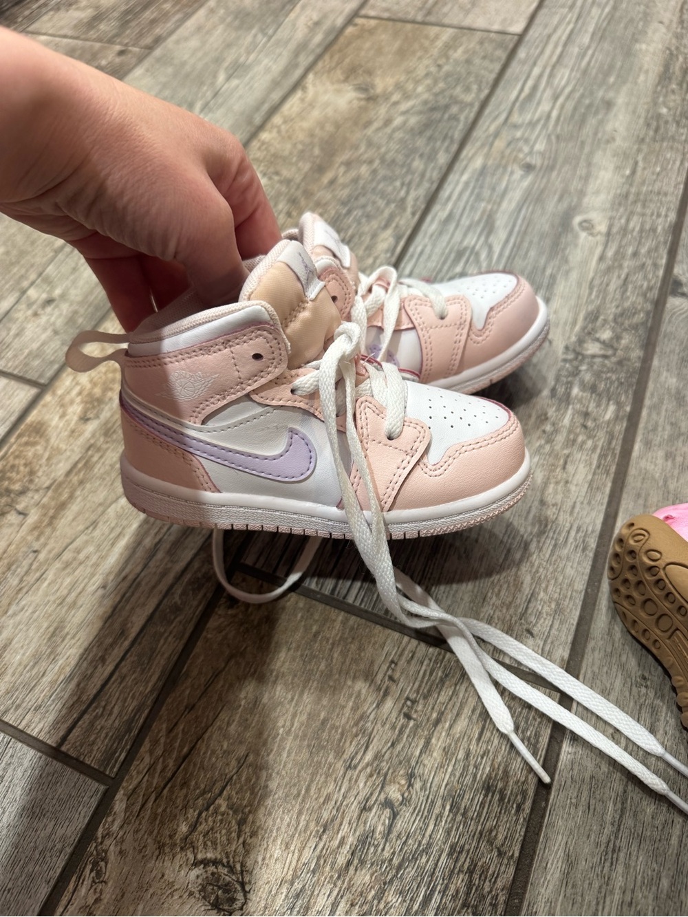 Nike Air Jordan Toddler 7C Pink & White High Tops